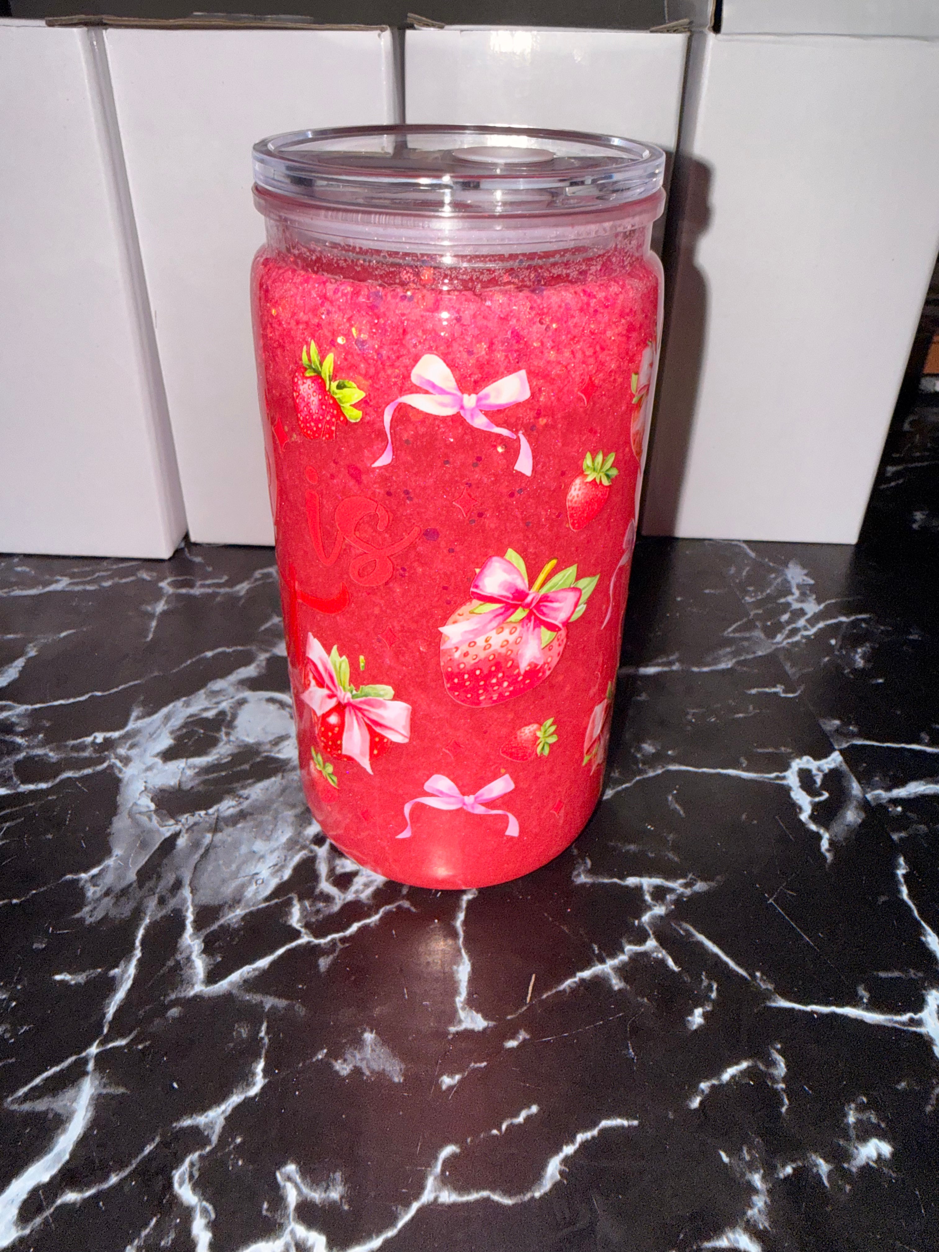 🍓 Hot Pink Life is Sweet glitter tumbler