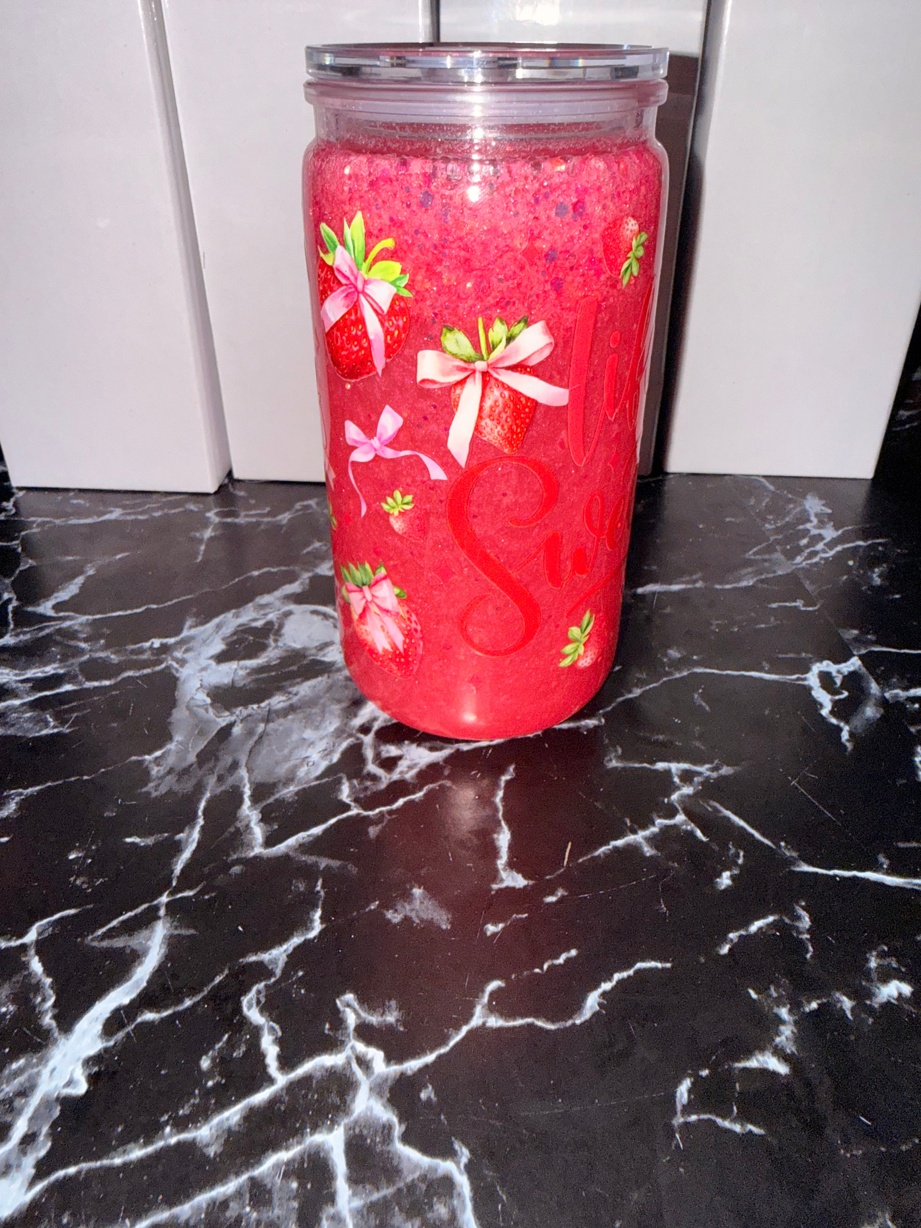 🍓 Hot Pink Life is Sweet glitter tumbler