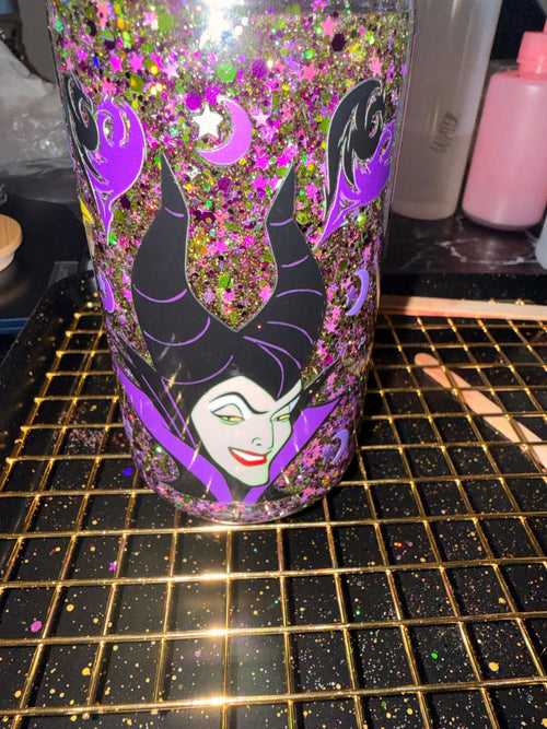 Maleficent Glitter Snowglobe Cup 💜✨