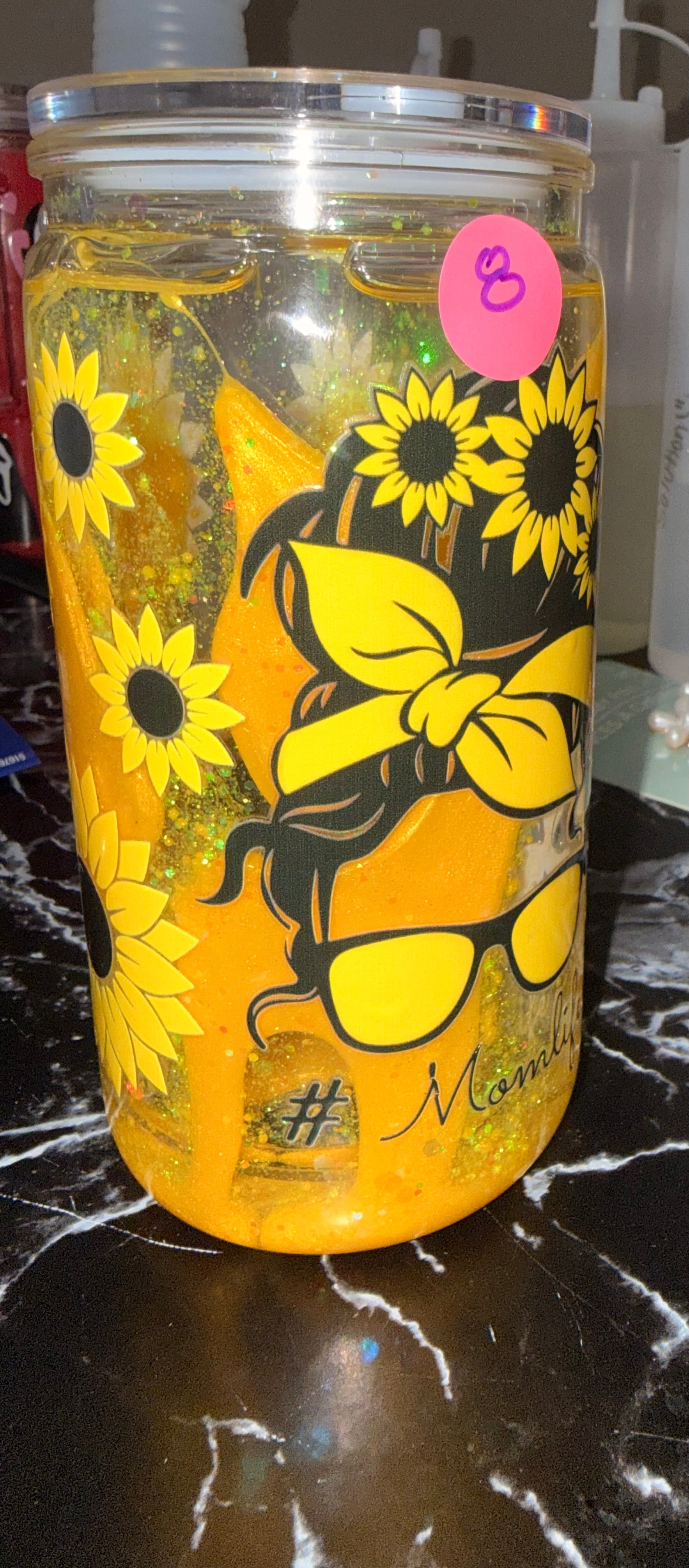 🌻 #MomLife Sunflower Glitter Tumbler 🌻